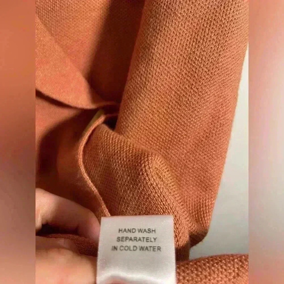 JLUXLABEL Brownish Orange Button Up Wrapped Short Sleeve Top Womens Size Small - Picture 7 of 7